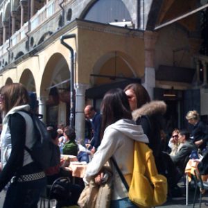 A university town on a bright sunny lovely day.
