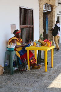 Seller of fruit on street in Cartagena