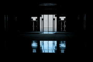 Light from screens at Hassan II Mosque